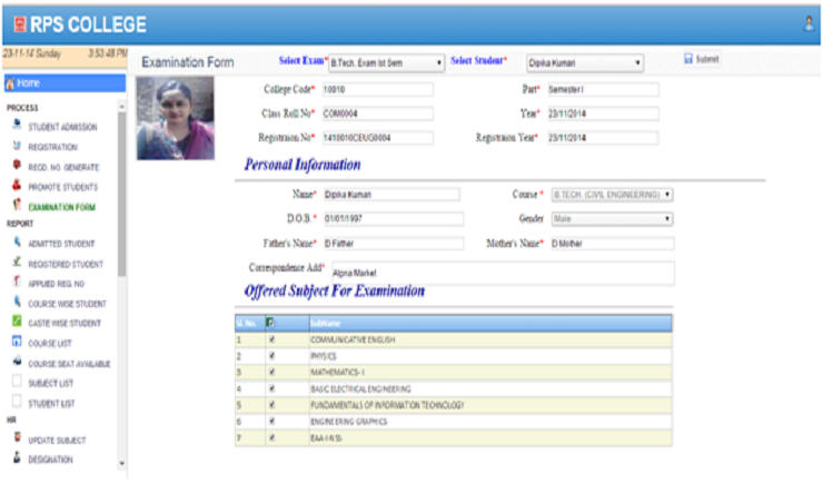 Exam Form
